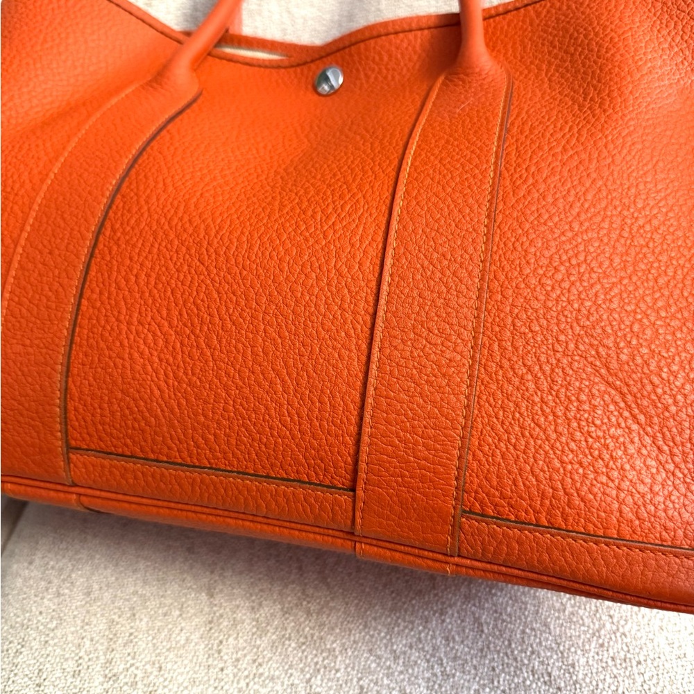 Authentic Hermès Garden Party PM tote bag orange leather - Picture 7 of 16